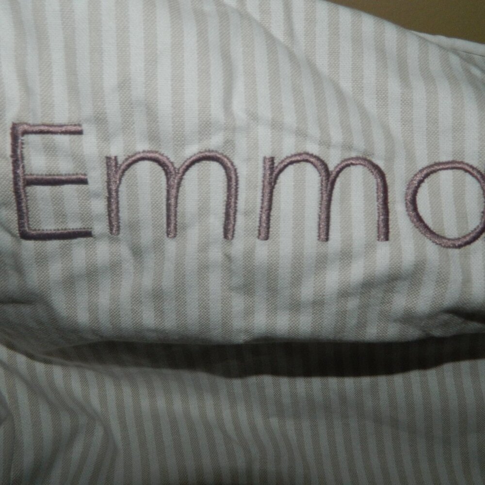 Pottery Barn Kids Striped Pillowcase with Embroidery